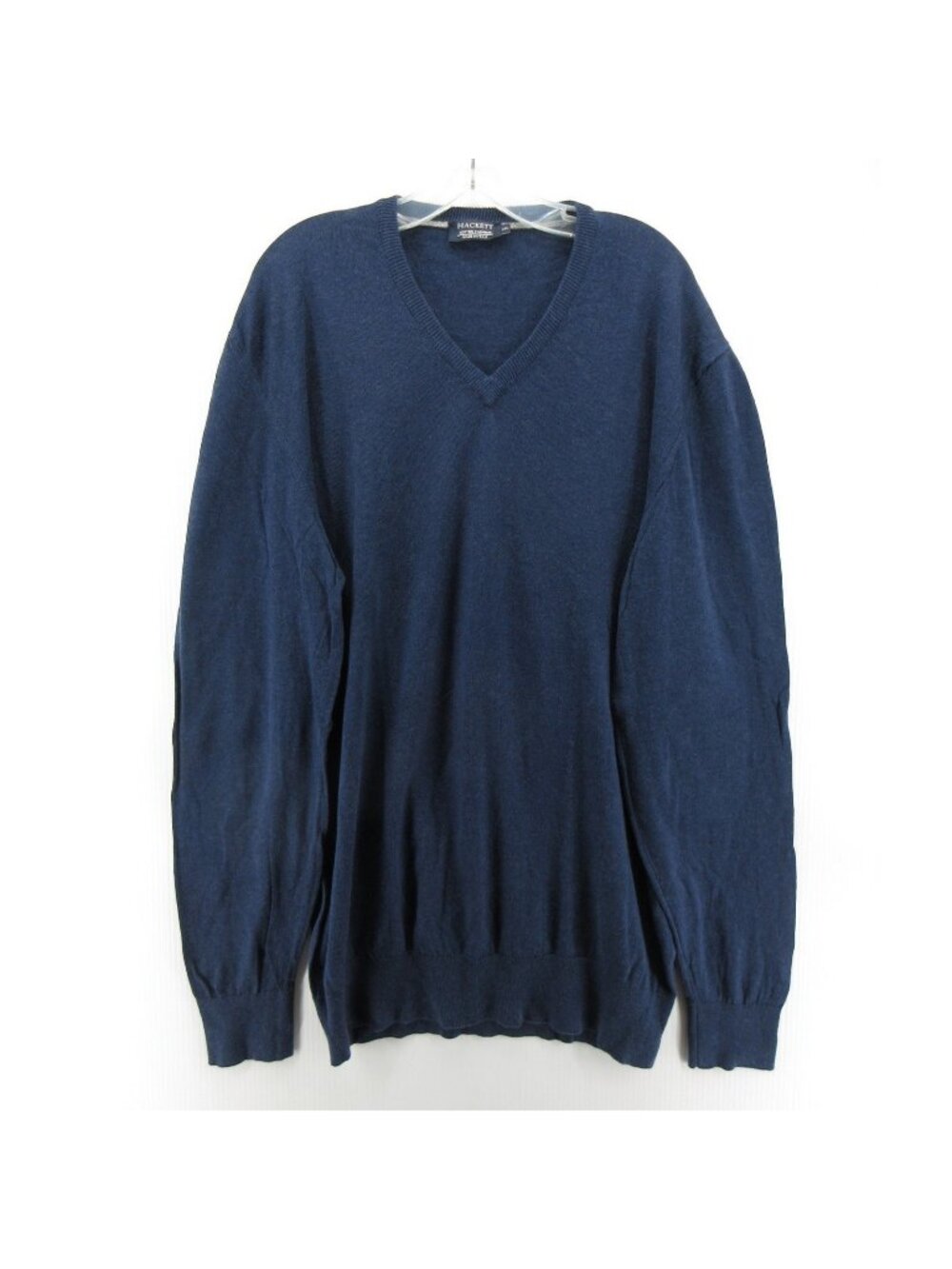 Hackett Sweater XXL Indigo Cashmere Pullover Furry Elbow Patches Italy